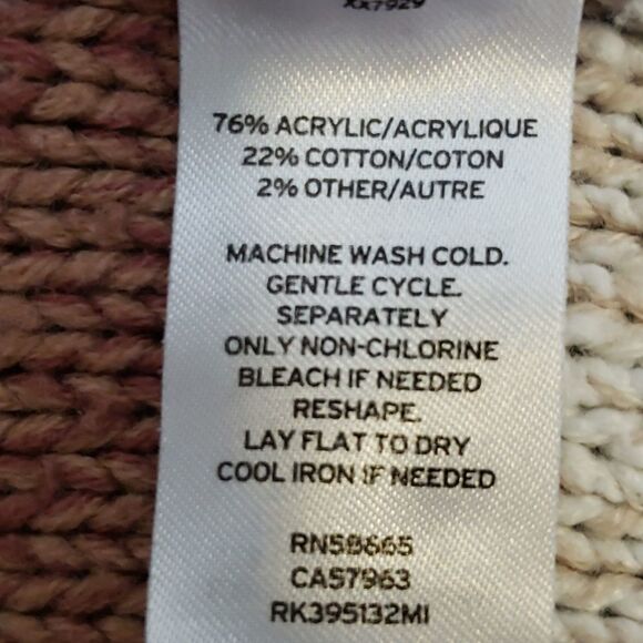 Melrose And Market Women's XXS Beige Red Green Striped Oversized Sweater - Picture 10 of 10